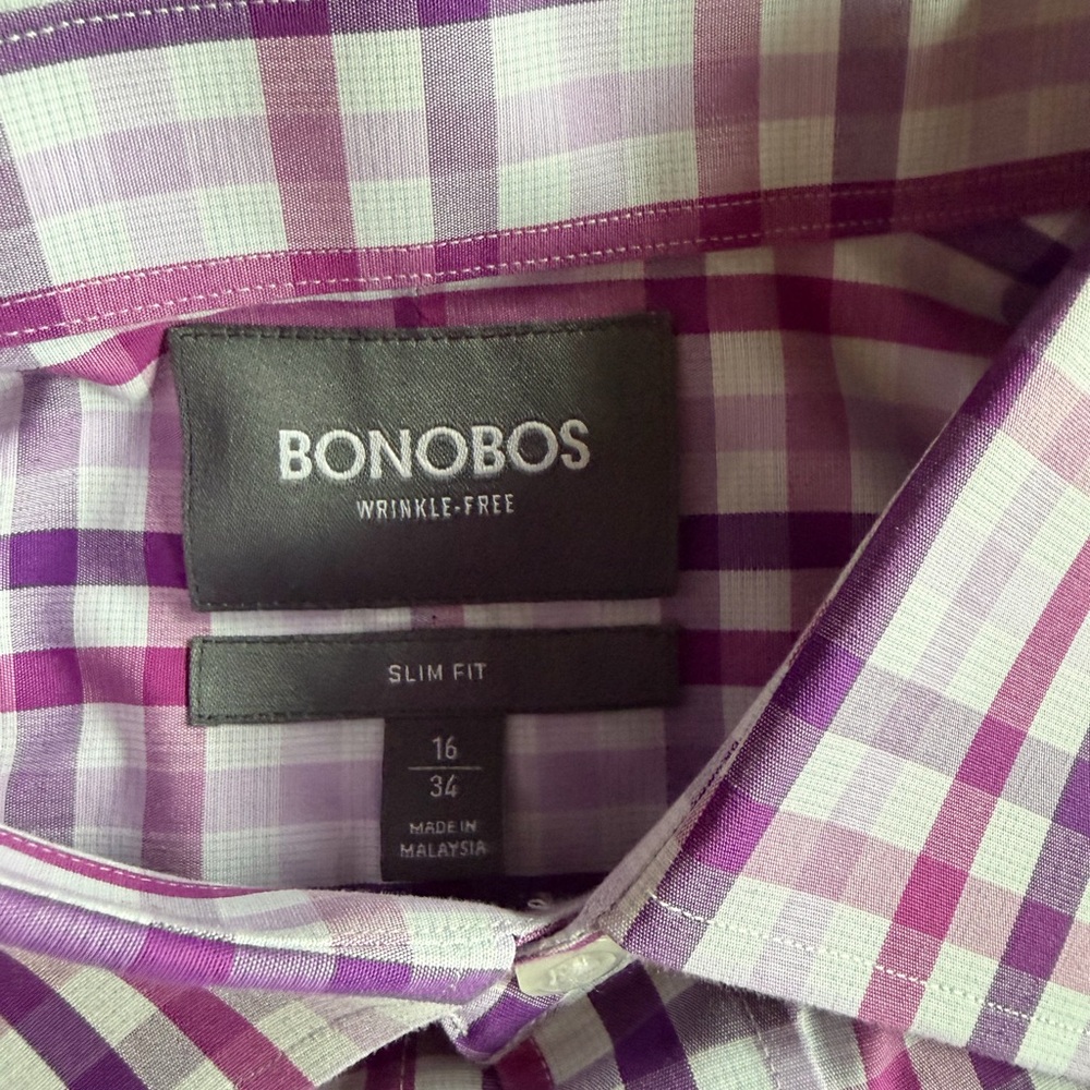 Bonobos Men's Dress Shirts, lot of 2. 16 neck. 34 arm. Slim fit. - Picture 3 of 3